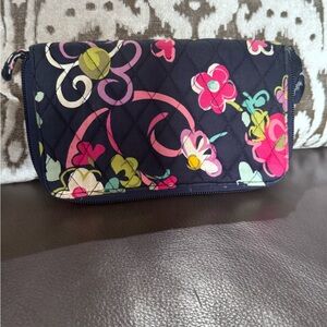 Vera Bradley |  Navy Floral Zip Around Wallet (Retired)
